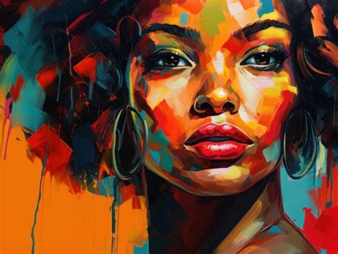 Premium AI Image | Beautiful Black Woman colorful portrait in style of ...