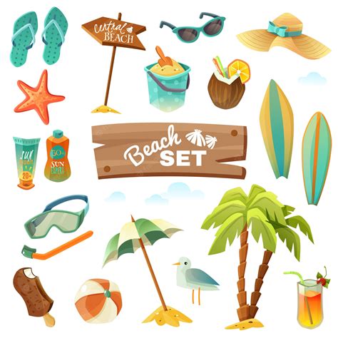 Premium Vector | Beach icon set