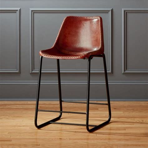 Roadhouse Modern Saddle Leather Counter Stool + Reviews | CB2 | Leather ...