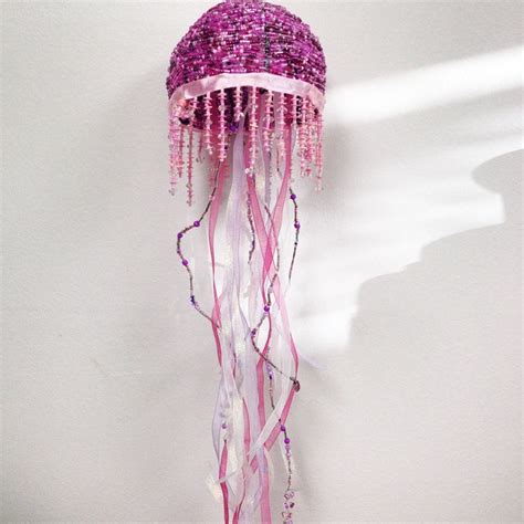 Jumbo Pink Jellyfish Beaded Sculpture Ornament - Etsy