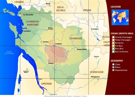 Map of Cognac Region of France from the Bureau National Interprofessionnel du Cognac (BNIC ...