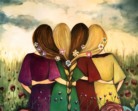 Four sisters best friends brisdemaid present art print