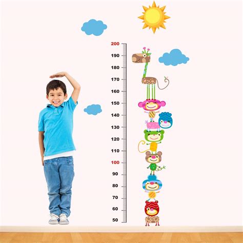 Buy WALLSTICKS ' Cute Animals - Height - Measurement - Chart - Sky ...