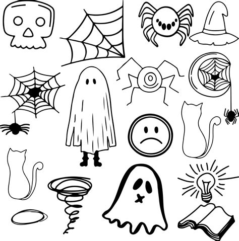 Halloween horror scary doodle vector art design 15805546 Vector Art at ...