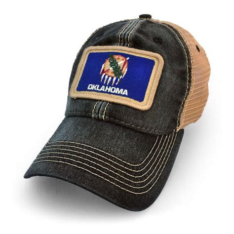 Oklahoma Flag Patch Trucker Hat Black