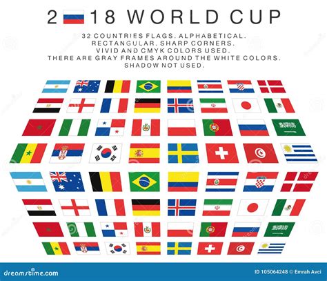 Rectangular Flags of 2018 World Cup Countries Editorial Stock Photo ...