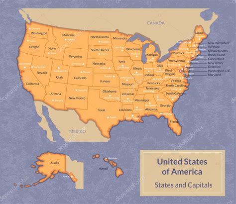 Mapa De Estados Unidos Con Los Estados Y Sus Capitales — Vector De | Free Download Nude Photo ...