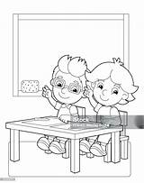 Classroom Scene Coloring Page sketch template