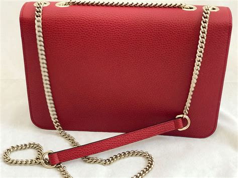 100% Authentic GUCCI RED Leather Shoulder Bag Style 510303 - Lowest ...