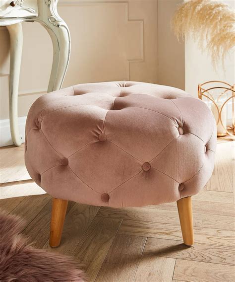 Beautiful Buttoned Velvet Footstool