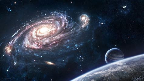 space Art, Spiral Galaxy, Planet, Stars, Galaxy Wallpapers HD / Desktop and Mobile Backgrounds