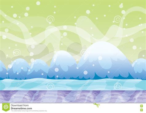 Cartoon Vector Snow Landscape Background with Separated Layers for Game ...