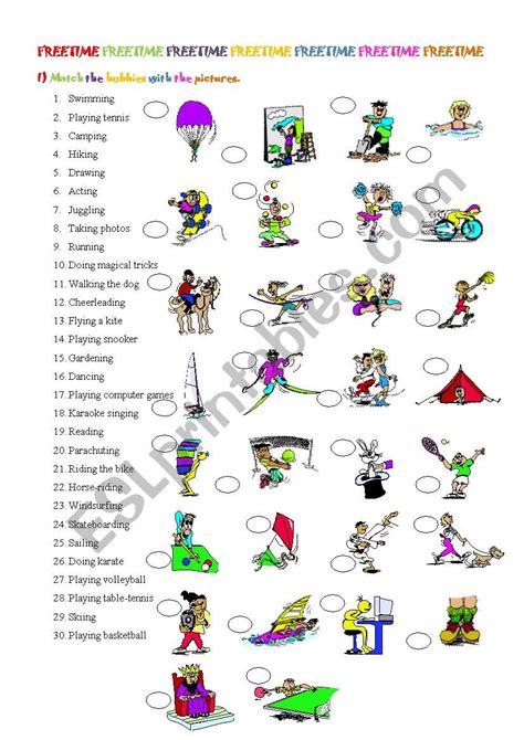 Hobbies and leisure time - ESL worksheet by gitti