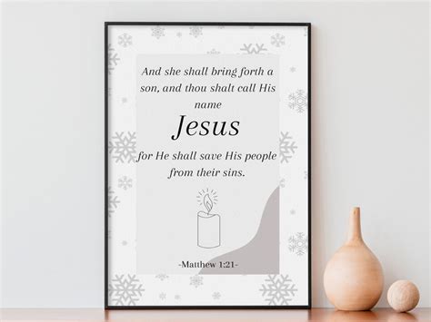 Matthew 1:21 Printable, Christmas Bible Verse Digital Print, Matthew 1 21 Bible Verse Wall Art ...