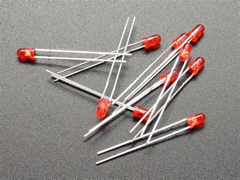 LED Red 3mm Diffused General Purpose (10-Pack) - ProtoSupplies