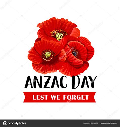 Anzac Remembrance Day icon with red poppy flower Stock Vector by ...