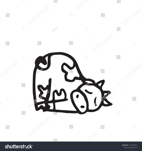 Cheerful Funny Cow Illustration Sleeping Cartoon Stock Vector (Royalty ...