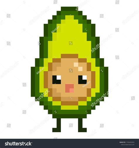 Pixel Art Cute Kawaii Avocado Characters: ภาพประกอบสต็อก 1745493263 ...