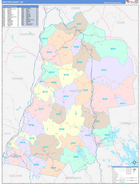 Grafton County, NH Wall Map Color Cast Style by MarketMAPS - MapSales