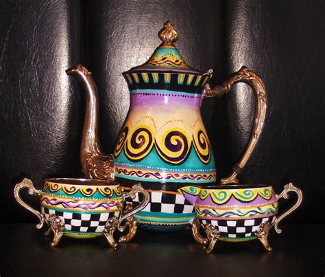 paulagold | Painted silver tea sets, Silver tea set, Painted teapot