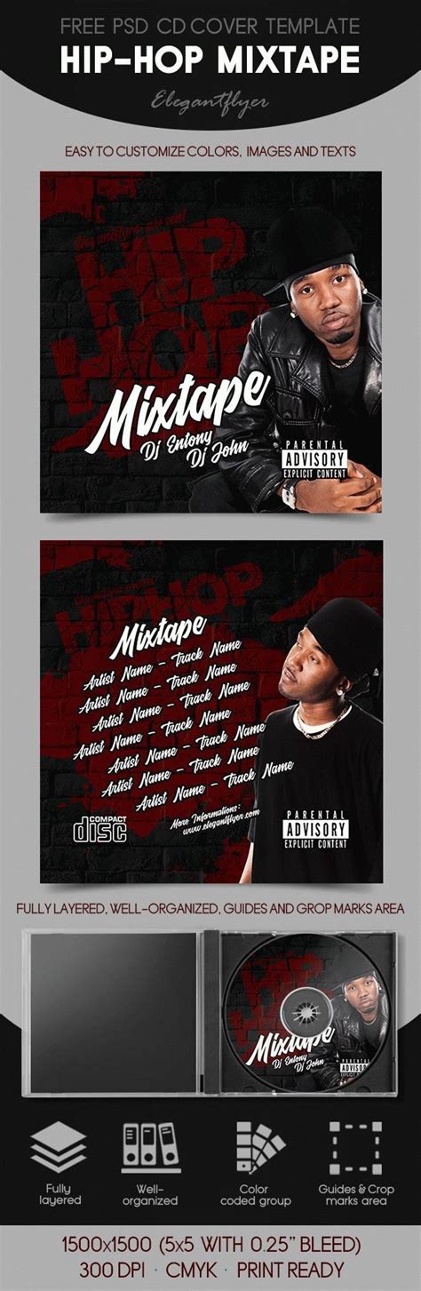 Black Simple Hip-Hop Mixtape Free CD Album Cover Template PSD | by ...