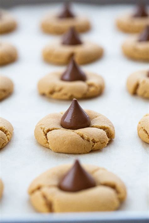 Peanut Butter Blossom Hershey Kiss Cookies - The Kitchen Magpie