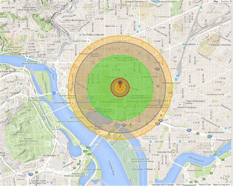 Nuclear Bomb Blast Radius Map