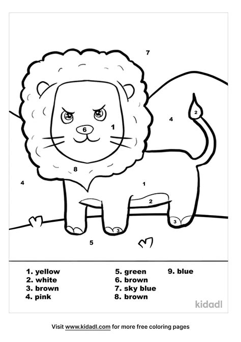 Free Lion Color By Numbers Coloring Page | Coloring Page Printables ...