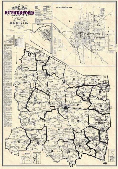 Rutherford County Tennessee - D. G. Beers & Co. 1878 Map | Tennessee ...