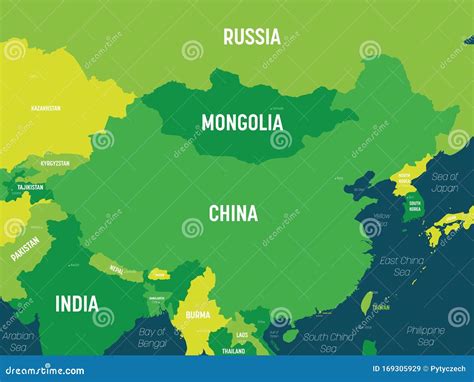 China Map - Green Hue Colored on Dark Background. High Detailed ...