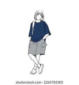 Tomboy Girl Colored Illustration Version 2 Stock Illustration ...