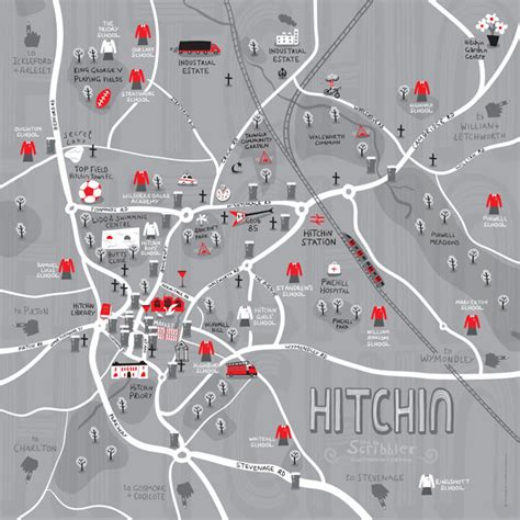 Illustrated Map of Hitchin Print - Etsy UK