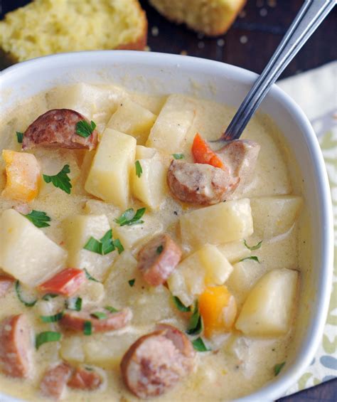 Slow Cooker Cheesy Smoked Sausage & Potato Soup | Recipe | Slow cooker ...