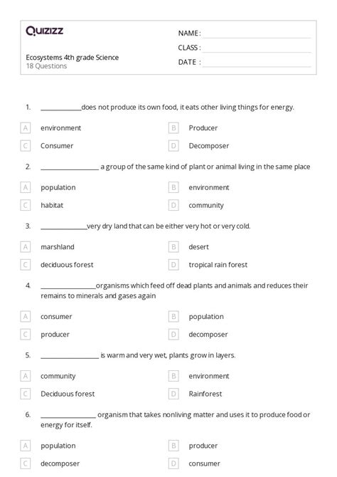 50+ Science worksheets for 4th Class on Quizizz | Free & Printable