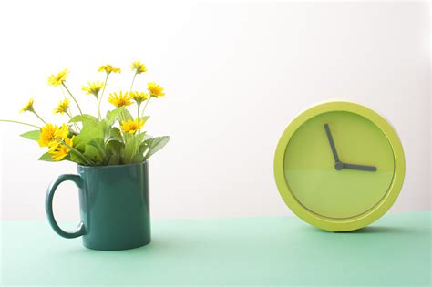 Spring concept with flowers and watch Creative Commons Stock Image