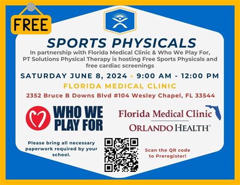 Free Sports Physicals - Offered by PT Solutions Physical Therapy and FMC Orthopaedics, Florida ...