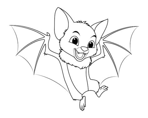 Premium Vector | Little fruit bat cartoon animal illustration bw