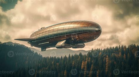 Zeppelin of a beautiful Transportation with futuristic design. AI ...