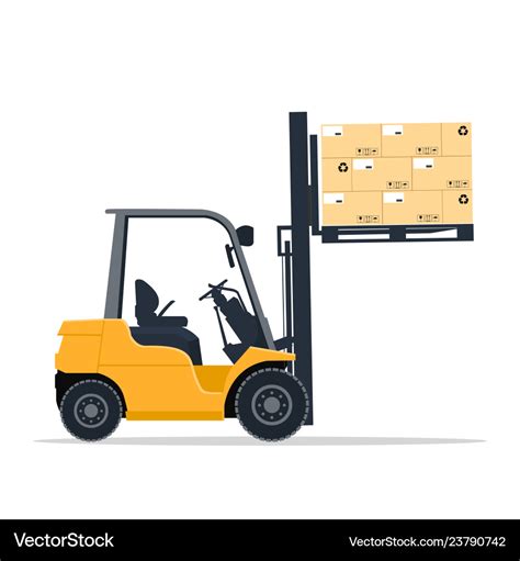 Industrial forklift design lifting cardboard boxes