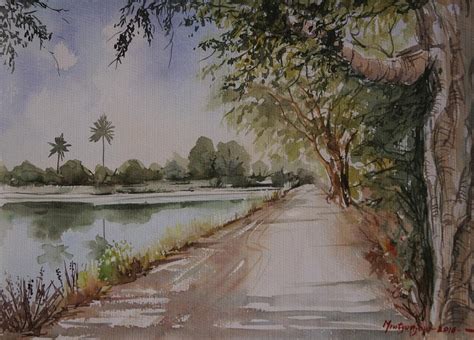 Village Road Painting by Mrutyunjaya Dash