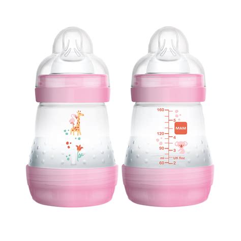 MAM Baby Bottles for Breastfed Babies, MAM Baby Bottles Anti-Colic, Girl, 5 Ounces, 2-Count ...