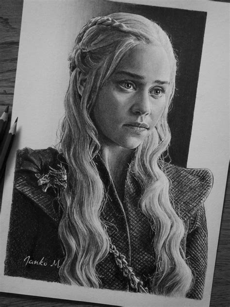 Daenerys Targaryen pencil drawing Drawing by Janko Maslovaric | Saatchi Art