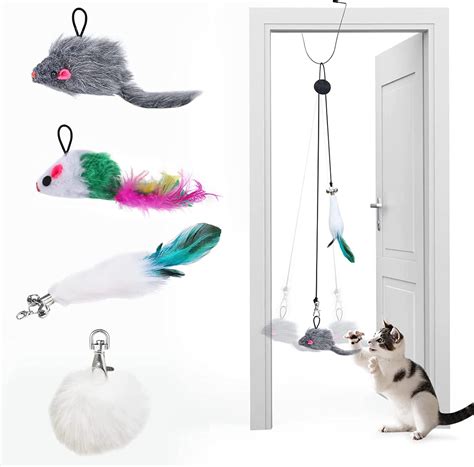 Feelers Cat Feather Toys, Interactive Cat Toys for Indoor Cats, Hanging Cat Toy Door Bouncing ...