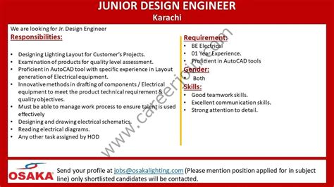 Osaka Lighting Jobs Junior Design Engineer