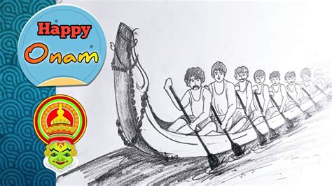 Onam Drawing Easy How To Draw Onam Festival Boat Race Watercolor | The ...