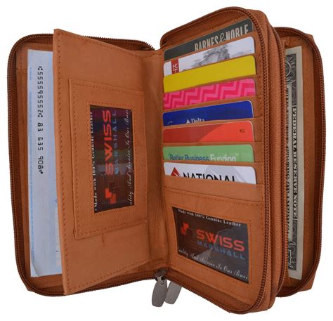 Zip Around Genuine Leather Tan Checkbook Credit Card ID Holder Ladies Wallet | menswallet