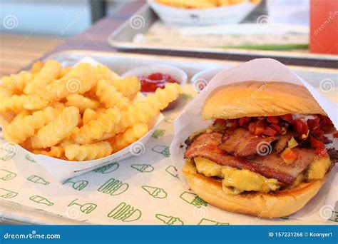 Shake Shack Burger and Fries Stock Photo - Image of shake, burger ...