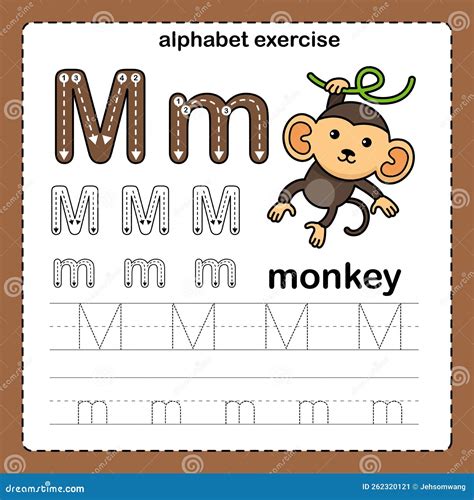 Alphabet Letter M - Monkey Exercise with Cartoon Vocabulary Stock Vector - Illustration of ...