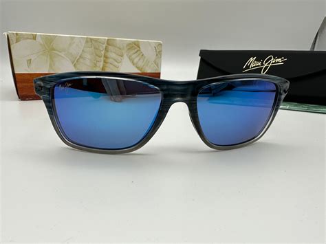 Maui Jim Onshore B798-03S Blue Black Stripe Fade / Blue Hawaii Polariz – Shade Review Store