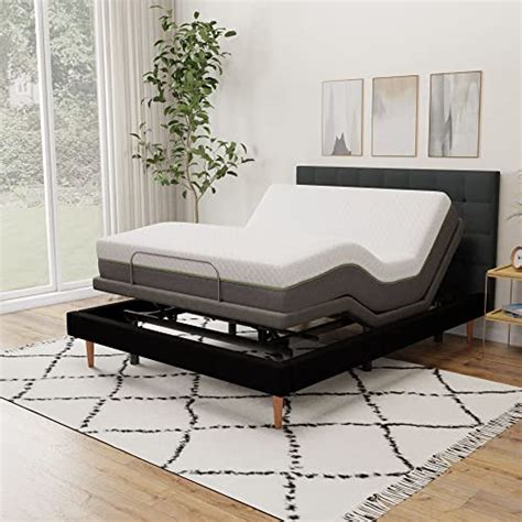 e3 King Size Adjustable Bed Frame and 12 Inch Copper Infused Cool Memory Foam Mattress Medium ...